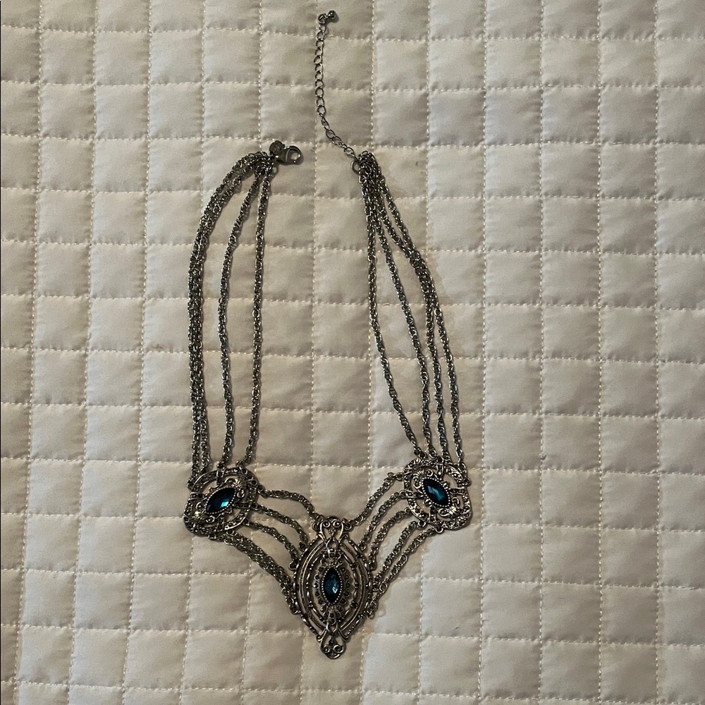 Elegant Silver and Blue Necklace